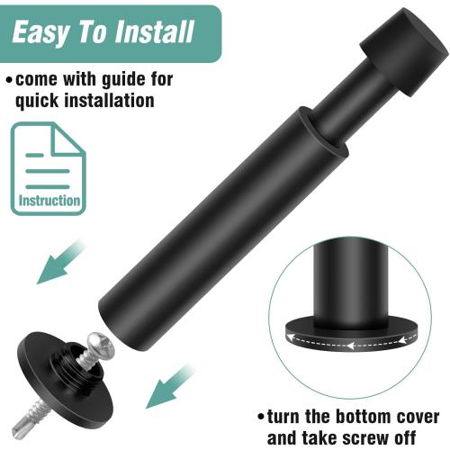 KOLAKO Black Door Stops, 4 Pack Door Stoppers for Wall, 4.4 Inch Doorstop Wall Protector with Rubber Bumper Tip, Door Stoppers for Bottom of Door, Matte Black