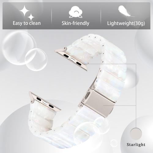 White V-MORO Compatible with Apple Watch Resin Bands Series 8/7/9/10 42/41/40/42mm(S10),46/45/44/42mm Fashion Lightweight Bracelet Elegant Wristband for iWatch Series 6/5/4/3/2/1/SE