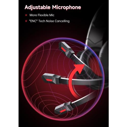 Wireless Gaming Headsets for PS5, PS4, Mac, Switch, PC, Computer - 2.4GHz & Bluetooth 5.2 Gamer Gaming Headphones Wireless, ENC Noise-Canceling Mic, 50MM Drivers, Red
