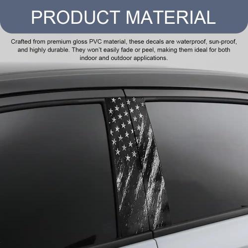 2PCS B Pillar Sticker Decal, Gloss Vinyl Decal Set, Waterproof USA Flag Personalized Vehicle Door Window Pillar Decals, Car American Flag Vinyl Wrap for Side Door Trim Decoration (Style B)