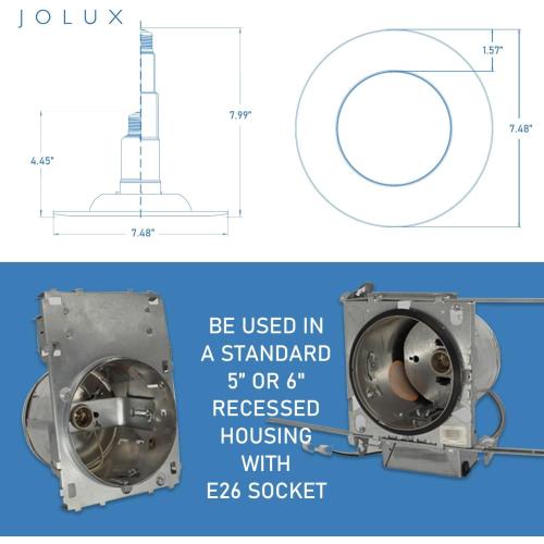 Jolux 5/6 Non-Dimmable LED Adjustable Retrofit Downlight,E26 Medium Screw Base,12W=75W, 5000K (Daylight),920 Lumens,Damp Rated Recessed Lighting,Simple Installation Can Lights,ETL, 6-Pack,Bevel Trim