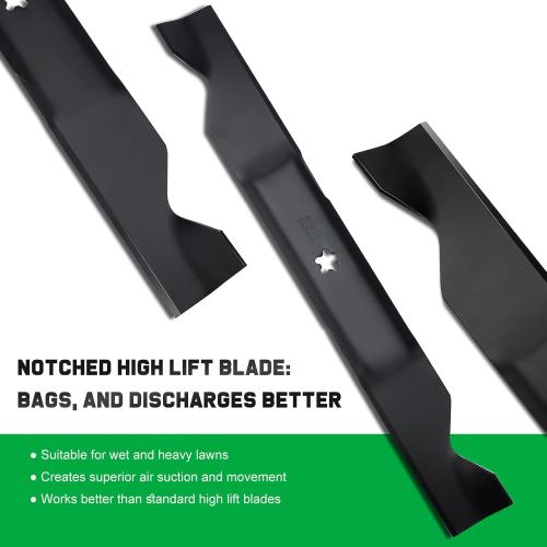 Grasscool 405380 Mower Blades for Husqvarna 46 inch Zero Turn Riding Mower with 5-Star Mounting Pattern YTH22V46 Z246 YTH20K46 YTH21K46 YTH22K46 YTA22V46 Replace 532405380 (High Lift)