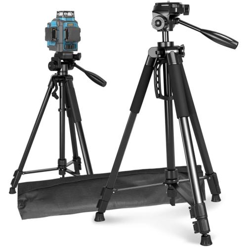 Takamine Lightweight Laser Level Tripod,58.27 Inch Adjustable Laser Level Stand, with 3-Way Rotating Head, 2 Bubble Levels, 1/4 Inch Threaded Interface