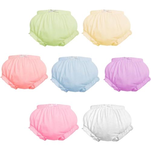 Size 3.. .7Pack Diaper Cover - Baby Bloomers,Cotton Underwear,Panties for Toddler Girls