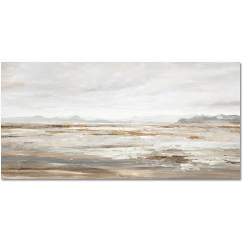 TRAIN2 ART Abstract Wall Art Canvas Wall Art for Living Room Brown and Grey Ocean Wall Decor Large Artwork for Bedroom Home Office 24x48