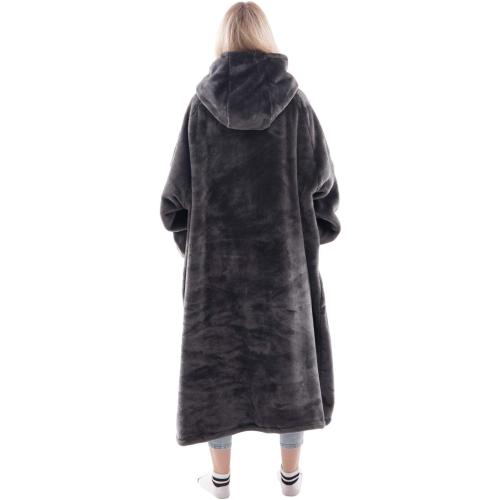 Waitu Wearable Blanket Sweatshirt Gifts for Women and Men, Warm and Cozy Giant Blanket Hoodie, Thick Flannel Blanket with Sleeves and Giant Pocket - Dark Gray