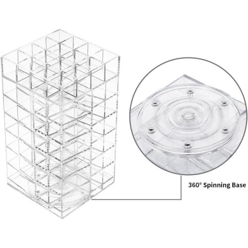 HBlife Lipstick Holder, Acrylic Rotating 64 Lipstick Tower Organizer Spinning Lipgloss Holder with Removable Dividers