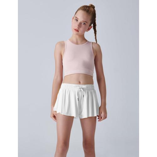 3 Pack Girls Flowy Shorts with Spandex Liner 2-in-1 Youth Butterfly Skirts for Fitness, Running, Sports