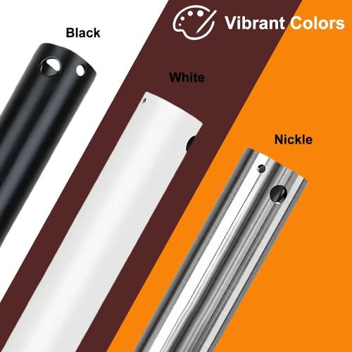 36 Inch Ceiling Fan Downrod, 1 Diameter Matte Black Ceiling Fan Extension Rod (No Threads),Universal Down Rods for Ceiling Fans,Easy Installation