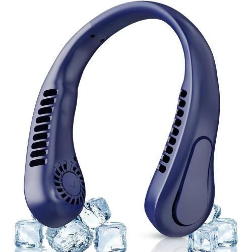 Portable Neck Fan, Hands Free Bladeless Fan with 5 Speeds, 360° Cooling Personal Fan, USB Rechargeable Wearable Fan for Travel, Twistable, Mini Fan, Birthday Gift for Women Men, Blue