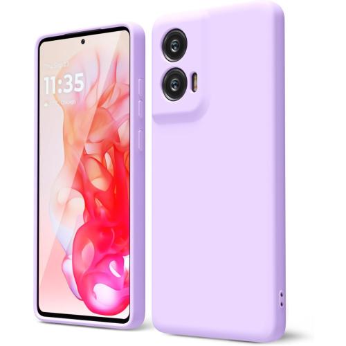 oakxco for Motorola Moto G Stylus 5G 2024 Phone Case Liquid Silicone, Thin Slim Soft Rubber Gel TPU Plain Simple Cover for Women Girl Cute, Matte Solid Color, Lilac Light Purple Lavender