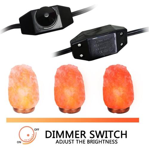 2-Pack Salt Lamp Cord Replacement, 5-Foot Long with Dimmer Switch, E12 Base, 15W LED Warm White Bulbs (6-Pack)