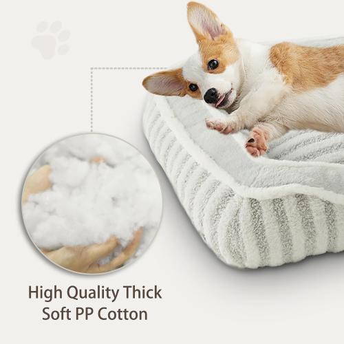 Dog Bed for Extra Small Dogs Breeds,Cat Bed,Puppy Kennel Bed with Pillow,Washable Deluxe Plush Dog Crate Beds,Comfy Durable Rectangular Pet Sleeping Bed & Non-Slip Bottom,Grey (19X16)
