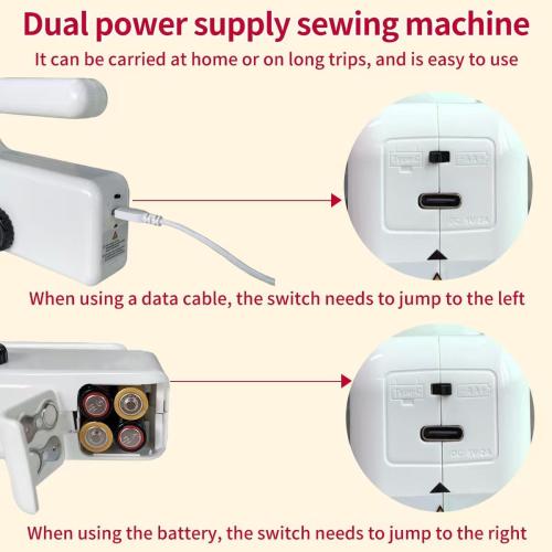 Handheld Sewing Machine with 8 Pieces of New Year's Fabric & 21 Sewing Accessories, Mini Sewing Machine for Beginners, Perfect Sewing Tool for 2026 New Year DIY Gifts, Decor & Clothing Repairs