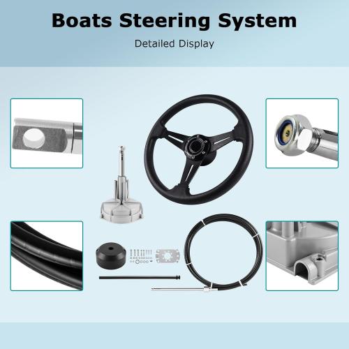 Size 10ft Boat Steering System, 10 feet Cable Outboard Steering Kit 3/4 Standard Tapered Shaft, Boat Steering Control Cable for Yachts, Fishing Boats and Other Watercraft