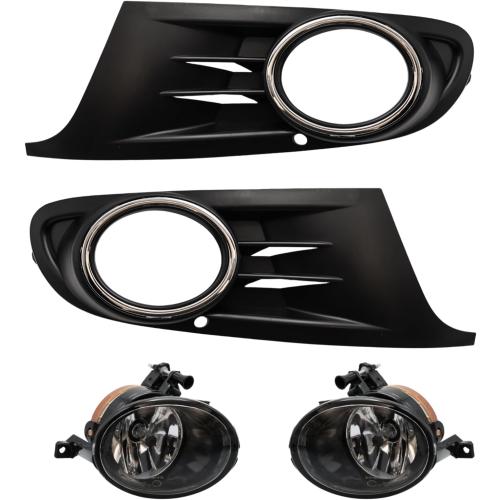 Fog Lights Fit For MK6 2010-2014 Golf Jetta TDI Sportwagen Chrome Black Bezel Kit (OE Style Clear Lens with Wires, Bulbs, Bezels)
