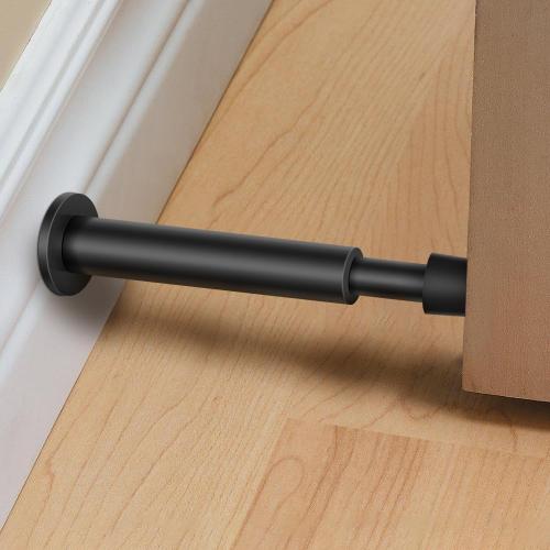 KOLAKO Black Door Stops, 4 Pack Door Stoppers for Wall, 4.4 Inch Doorstop Wall Protector with Rubber Bumper Tip, Door Stoppers for Bottom of Door, Matte Black