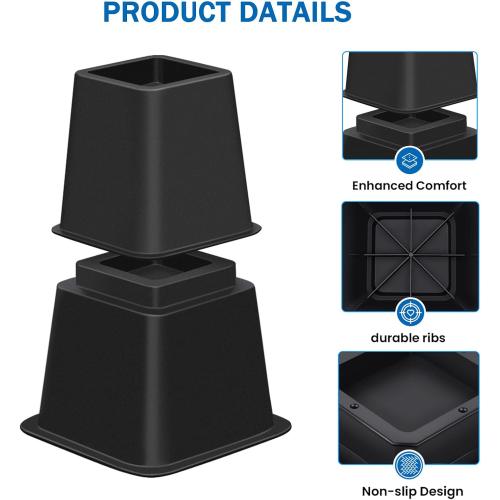 Bed Risers 8 inch Heavy Duty,Elevation in Heights 3, 5, 8 Inch，Adjustable Furniture Risers for Chair Table and Desk Legs Lifting (9 Pack,Black)