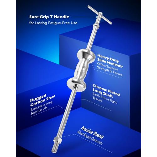 Orion Motor Tech Slide Hammer, 9-Way Internal/External Slide Hammer Puller Set - Pulls Hubs, Rear Wheel Axle Shafts, Bearings, Bushings, Seals, Retainers - missing parts