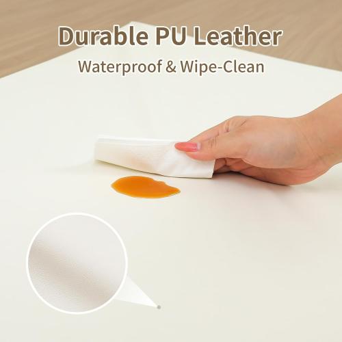 Large Vegan Leather Baby Play Mat for Floor,1.3Thick Foam 59x82 Foldable Waterproof Kids Play Mat,Stylish and Just Wipe-Clean Playmat for Baby Play on Floor (Beige)
