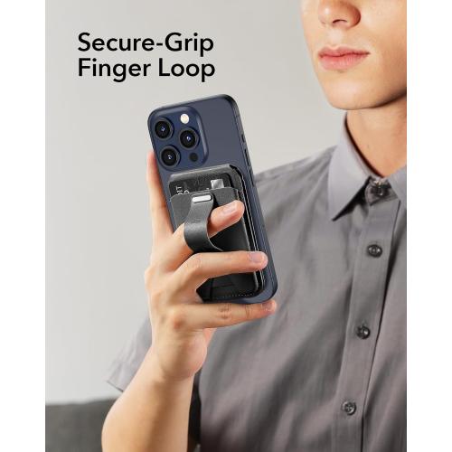 ESR for MagSafe Wallet Stand w Grip, RFID Blocking w MagSafe Ring, 5 Card Holder for Phone Case, Magnetic Wallet for iPhone 17/16/15/14/13/12(Not for Mini), Selected Samsung, Adjustable Stand, Black