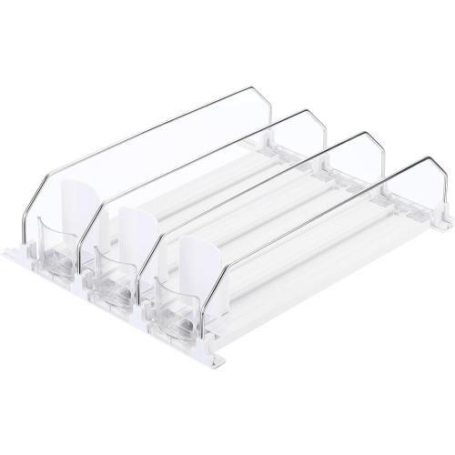 uxcell 3pcs Soda Can Organizer for Refrigerator, Self-Pushing Drink Organizer for Fridge, Width Adjustable Drink Dispenser Beverage Pusher For Pantry Vending Machine, White