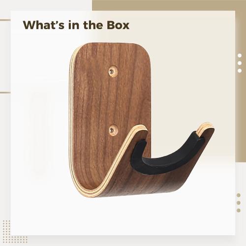 Wooden Guitar Wall Hanger With Soft Silicone Cradle, Adhesive Or Screw Mount For Guitars