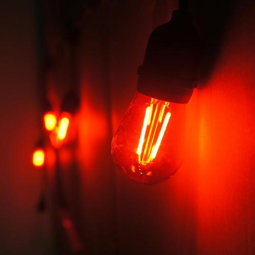 15 Pack S14 LED Red String Light Bulbs, Shatterproof 2 Watt Replacement Bulbs for Outdoor String Light, Waterproof Decorative E26 Base Red Filament Edison Christmas Light Bulbs, 120V