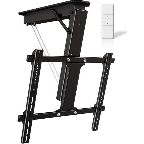 Black Ywin Electric Ceiling TV Mount with Remote, Motorized Ceiling TV Mount Flip Down Bracket for 32 to 70 inch, Flat and Curved Screen TVs, Pitched Roof VESA Mount(Black)