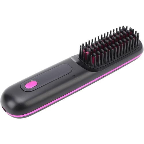 Pongnas Cordless Hair Straightener Brush LED Display Portable Hot Brush 3 Temperature Settings Type C Fast Charging All Hair Type (Black)