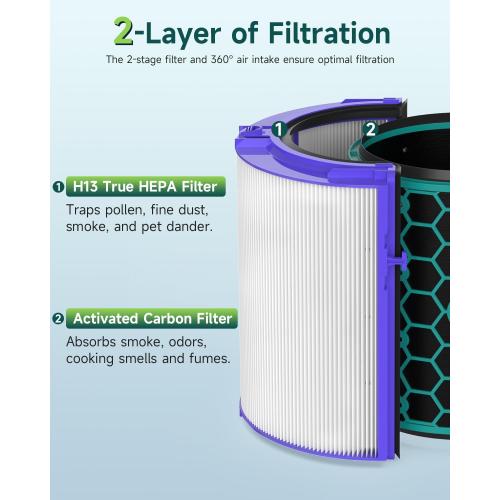 Future Way TP04 Filter Replacement Compatible with Dyson TP04 / HP04 / DP04 Air Purifier, 360 Combi Glass HEPA Carbon Filter