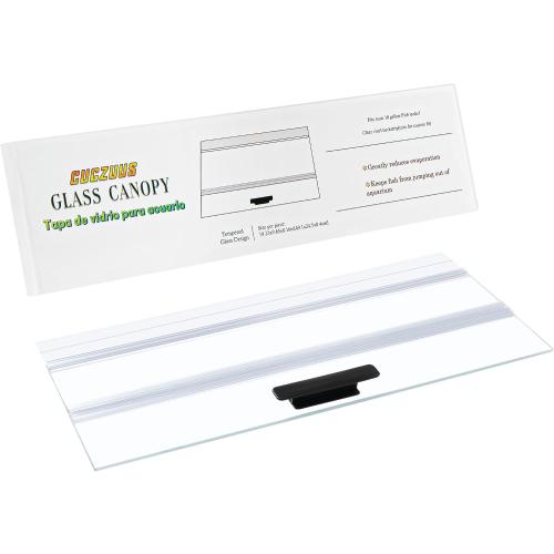 19.33x9.65in Clear Tempered Glass Canopy | Aquarium Fish Tank Hoods FITS FOR most 10 gallon Fish tanks (Aqueon)