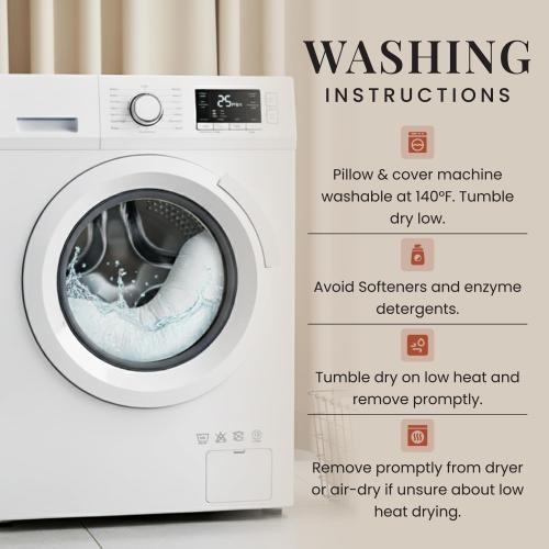 Nursing pillow with a 100% cotton satin cover. Firm maternity pillow for breastfeeding and support. Multi-purpose comfort during pregnancy and postpartum. Boomerang design by Nordic Sleep.