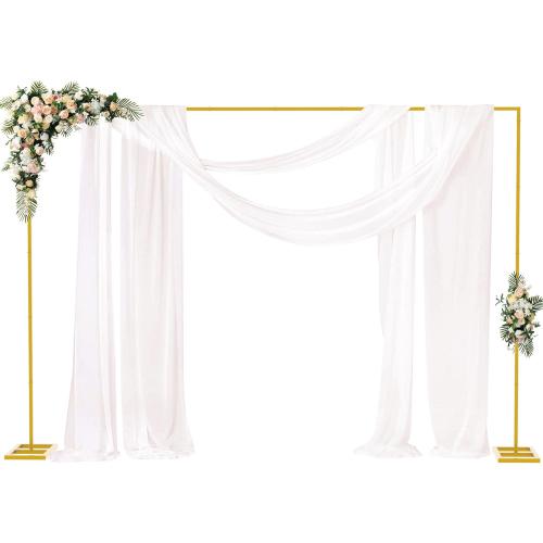 Fomcet 6.6FT x 10FT Backdrop Stand Heavy Duty with Base Gold Pipe and Drape Square Backdrop Stand Adjustable Portable Metal Arch Frame for Wedding Baby Shower Birthday Parties Banquet Decorations