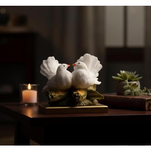 Color White eSplanade Love Birds Showpiece | Bird Statue Romantic Couple Gift Decorative Showpieces Items (White)