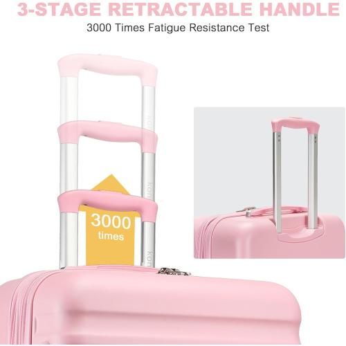 Kono Airline Approved Carry On Luggage, 22x14x9 inches, with TSA Lock, 20 Inch Expandable Lightweight Hardshell Suitcase (Pink, Suitable for 1-3 Days of Travel) ❗MISSING EXTENDING HANDLE❗