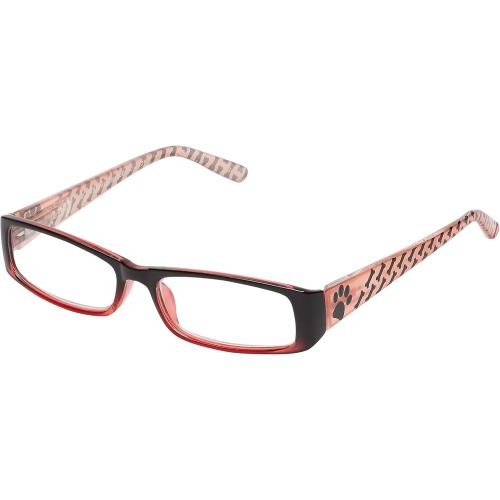 Select-A-Vision Dog Bone Rectangular Reading Glasses w/Paw & Bone Design, Red,  1.50
