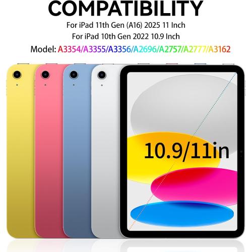 Case for iPad (A16) 11th/10th Generation (11/10.9 Inch, 2025/2022) Without Pencil Holder, Slim Hard PC Translucent Back Shell Protective Cover, Smart Trifold Stand & Auto Sleep/Wake, Pink