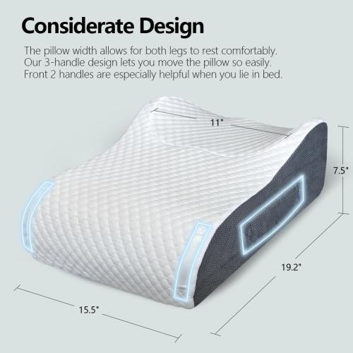 White & Grey Leg Elevating Pillow Leg Elevation Pillow for Legs/Knee/Ankle Post Surgery Memory Foam Cooling Fabric Eases Legs/Feet/Calves Pressure Speeds Post Surgery Recovery