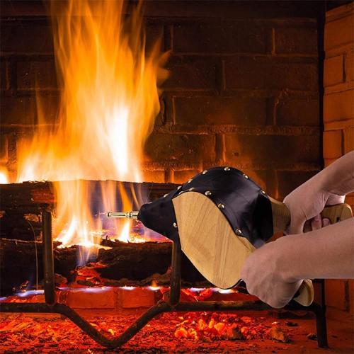 Fireplace Bellows Indoor 17x 7.5 Large Wood Fire Blower with Hanging Strap BBQ Grill Chimney Hand Bellow Pump