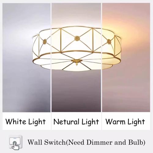 Size 23.62  Mid Century Brass Flush Mount Ceiling Light, 6-Light LED Brass and Glass Ceiling Lamp, Frosted Glass Shade Modern Light, Close to Ceiling Light Decorative for Bedroom Living Room(23.62 W)