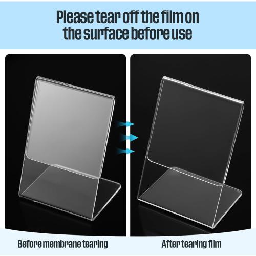 Size 3.5x5 Color Clear Ctosree 12 Pcs Acrylic Photo Frame L shape Slant Back Desktop Photo Frames Plastic Clear Sign Clear Acrylic Display Stand Table Top Sign for Home Office Wedding Restaurant Menu (3.5 x 5 Inch)