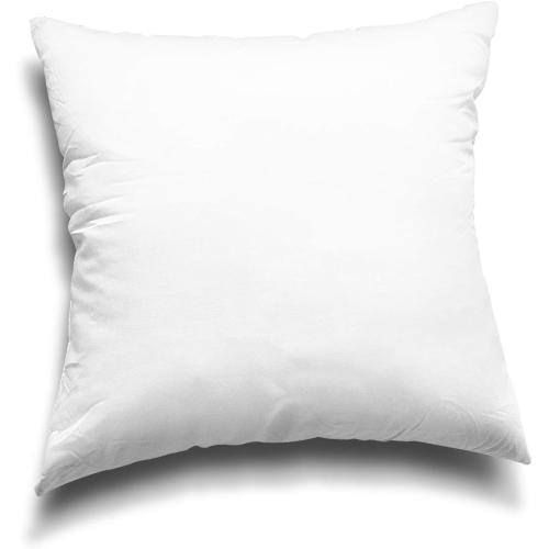 EDOW Throw Pillow Inserts, Set of 2 Lightweight Down Alternative Polyester Pillow, Couch Cushion, Sham Stuffer, Machine Washable. (White, 18x18)