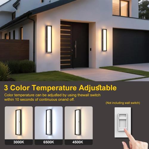 10%-100% Dimmable Outdoor Wall Lights,LED 3000k 4500K 6000k Exterior Light Fixture,IP65 Waterproof Matt Black Wall Sconce Light Fixture for House Porch Patio Garage ()