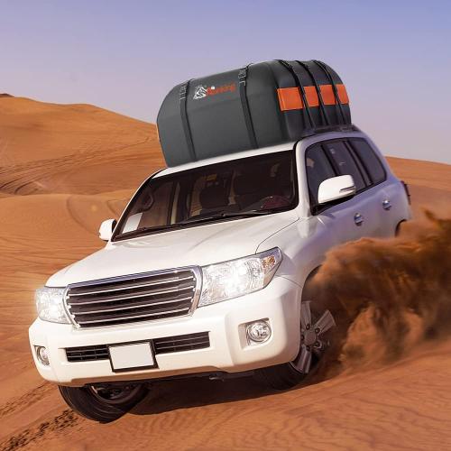 Black Car Rooftop Cargo Carrier - 21 Cubic Feet, 100% Waterproof Heavy Duty 840D Car Roof Bag for All Vehicles with/Without Racks - Anti-Slip Mat, 6 Door Hooks, Storage Bag, 2 Extra Straps