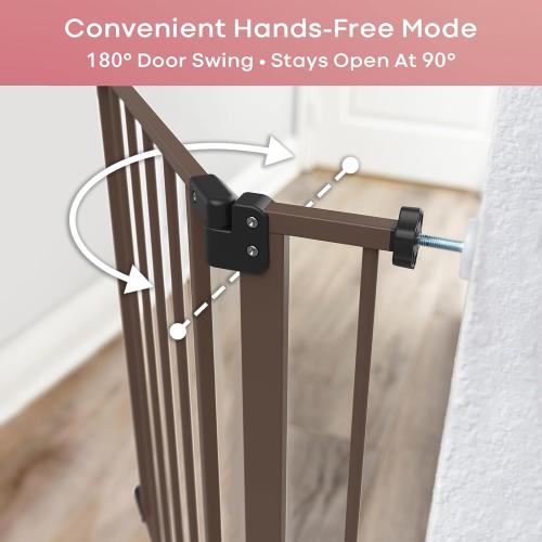 InnoTruth 29.5–40.75 Baby Gate for Stairs, 30 Tall Dog Gates for Doorways & Hallways, Safety Gate for Kids & Pets, Pressure-Mounted Walk-Through with Dual Lock & 2-Way Swing, Brown