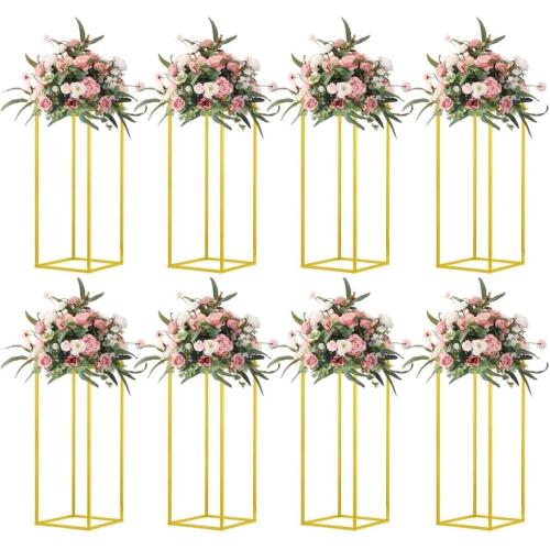 23.6inch 8 pcs Column Vases Gold Centerpieces for Table Metal Flower Stand Wedding Centerpieces Party