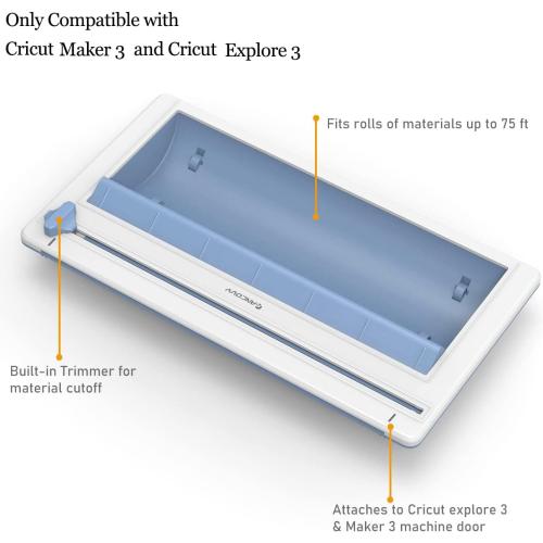 Blue and White RANCOVY Vinyl Roll Holder with Trimmer for Cricut Maker 3 and Cricut Explore 3, Perfect for Clean Precise Cuts of Smart Vinyls and Heat Transfer Vinyl Iron On
