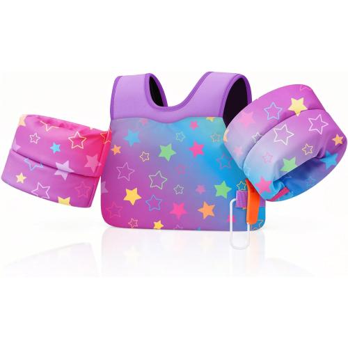 MoKo Toddler Swim Vest for Kids 13-30/20-50/22-66lbs, Swim Arm Floaties Cartoon Swimming Water Wings Pool Float Vests Sleeves Shoulder Straps Arm Band for Children Learn to Swim