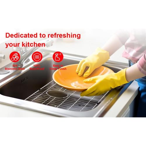 Stainless Steel Kitchen Sink Grate Grid Protectors Bottom Rack, 26 x 14-1/16 Kitchen Sink Protector Grates with Rear Drain
